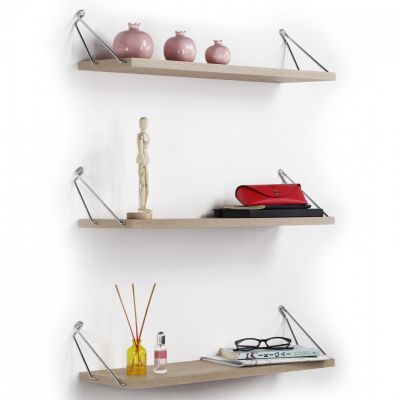 WALL SHELVES SET 3PCS MELAMINE AND METAL BHAN HM9173.01 SONAMA CHROME 60x12,5x18Υ cm.