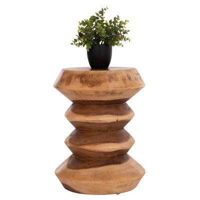 ROUND STOOL BELLOWS HM18235.11 SOLID SUAR WOOD IN NATURAL Φ35x45Hcm.