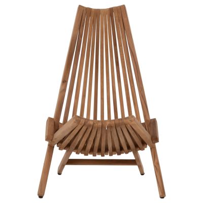 FOLDING OUTDOOR LOUNGE ARMCHAIR CAMY HM5962 TEAK WOOD IN NATURAL COLOR 54x90x91Hcm.