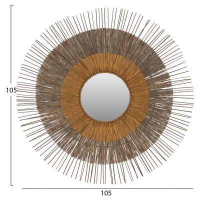 MIRROR WITH MENDONG GRASS FRAME NATURAL-GOLD COLOR Φ105cm. HM7798