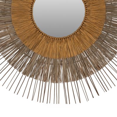 MIRROR WITH MENDONG GRASS FRAME NATURAL-GOLD COLOR Φ105cm. HM7798