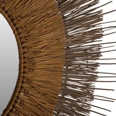 MIRROR WITH MENDONG GRASS FRAME NATURAL-GOLD COLOR Φ105cm. HM7798