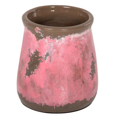 DECORATIVE VASE HM4381 TERRACOTTA IN PINK COLORING Φ18Χ20Hcm.