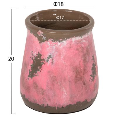 DECORATIVE VASE HM4381 TERRACOTTA IN PINK COLORING Φ18Χ20Hcm.