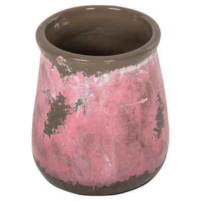 DECORATIVE VASE HM4381 TERRACOTTA IN PINK COLORING Φ18Χ20Hcm.
