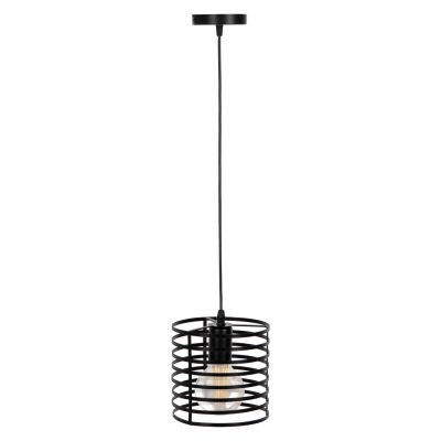 CEILING PENDANT LAMP HM4090 BLACK CYLINDRICAL METAL CAP Φ16x124Hcm.