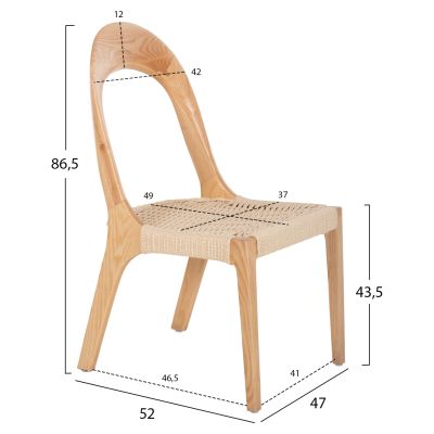 CHAIR HM9876 ASHWOOD AND PAPER ROPE 47x52x86,5Hcm.