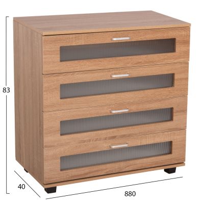 CHEST OF DRAWERS THORGAN HM9880.01 MELAMINE IN SONAMA-4 DRAWERS 80Χ40Χ83Hcm.