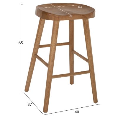 BAR STOOL TOON WOOD IN NATURAL COLOR 40X35X71Hcm.HM9334.01