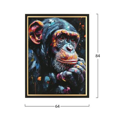 WALL PAINTING SIMIA HM4563 BLACK PS FRAME-PRINTED CANVAS MONKEY 64x4.5x84Hcm.