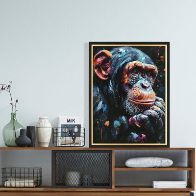 WALL PAINTING SIMIA HM4563 BLACK PS FRAME-PRINTED CANVAS MONKEY 64x4.5x84Hcm.