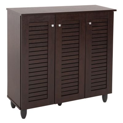 SHOE CABINET PROLLY HM9609.01 MELAMINE IN WENGE-3 DOORS-4 SHELVES 87x32x88Hcm.