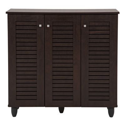 SHOE CABINET PROLLY HM9609.01 MELAMINE IN WENGE-3 DOORS-4 SHELVES 87x32x88Hcm.