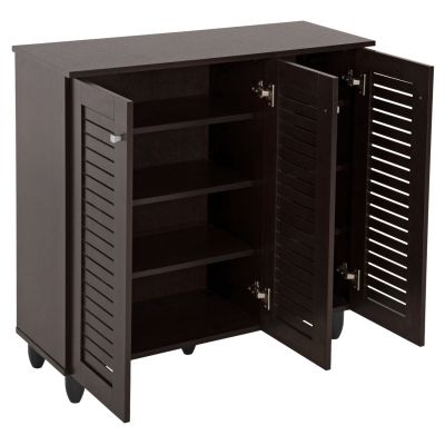 SHOE CABINET PROLLY HM9609.01 MELAMINE IN WENGE-3 DOORS-4 SHELVES 87x32x88Hcm.