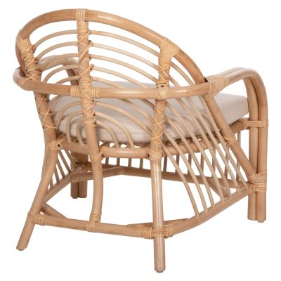 ARMCHAIR FEMUR HM9837 RATTAN IN NATURAL-WHITE CUSHION 72x66x75Hcm.
