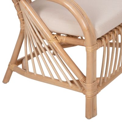 ARMCHAIR FEMUR HM9837 RATTAN IN NATURAL-WHITE CUSHION 72x66x75Hcm.