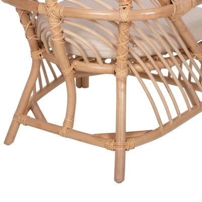 ARMCHAIR FEMUR HM9837 RATTAN IN NATURAL-WHITE CUSHION 72x66x75Hcm.