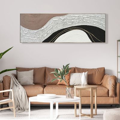 WALL PAINTING ABSTRACT HM4552.01 BEIGE PS FRAME-CANVAS- HANDMADE 152x4.5x52Hcm.