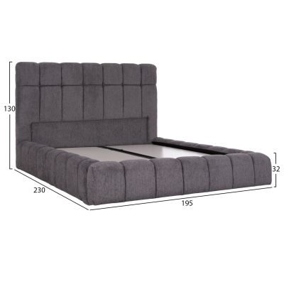 BED WITH STORAGE SPACE RAMON HM720.22 TEDDY FABRIC IN GREY-FOR MATTRESS 160x200cm.