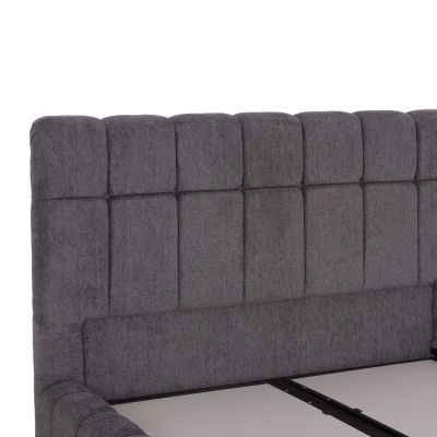 BED WITH STORAGE SPACE RAMON HM720.22 TEDDY FABRIC IN GREY-FOR MATTRESS 160x200cm.