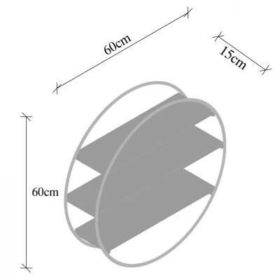 WALL SHELF MADE OF SOLID FIR WOOD BLACK METAL FRAME HM9114.01 60x15x60Y cm.