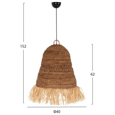 CEILING PENDANT LAMP HM7817 DRIED BANANA TREE FIBERS IN NATURAL COLOR Φ40x62-152Hcm.