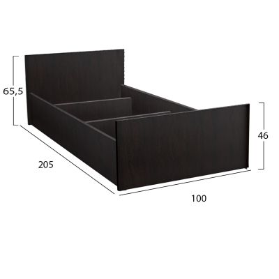 MELAMINE BED FOR MATTRESS 90X200cm. WENGE hm2433.02