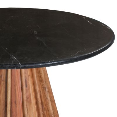 DINING TABLE ROUND DRAXX HM9688 SOLID ACACIA WOOD-BLACK MARBLE TOP Φ150x76Hcm.