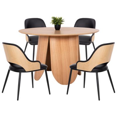 DINING SET 5PCS HM11971 TABLE DENTY & 4 CHAIRS DELF(OAK-BLACK)