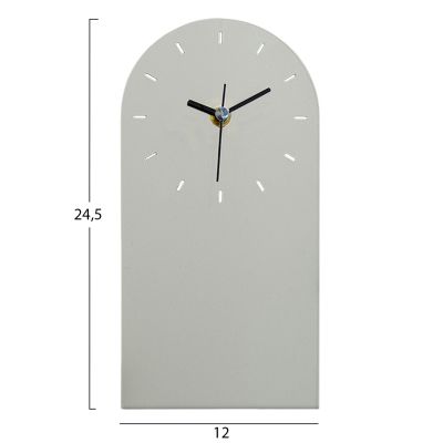 TABLE CLOCK HM4339.04 METAL IN LIGHT GREY COLOR 12X24.5H cm.