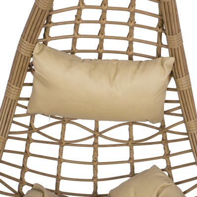 HANGING NEST LUCIA HM5676.01 BEIGE WICKER AND CUSHIONS - BLACK METAL Φ95Χ195Hcm.