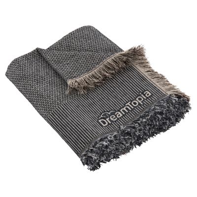 SOFA COVER-THROW WITH FRINGES DREAMTOPIA HM12165.03 IN BLUE COLOR 295X170cm.