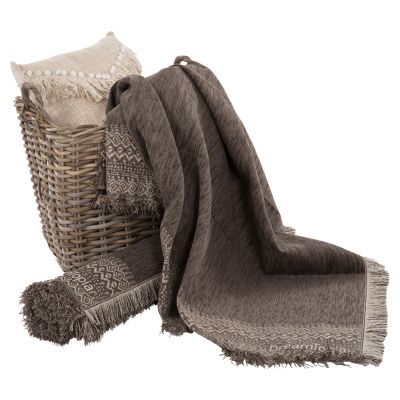 SOFA COVER-THROW WITH FRINGES DREAMTOPIA HM12163.08 IN BROWN COLOR 245X170cm.