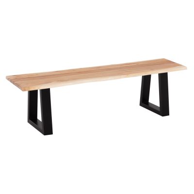 BENCH MONTANA SLIM HM8168.21 SOLID ACACIA WOOD SEAT-BLACK METAL LEGS 160,5Χ46,5Χ45Hcm.