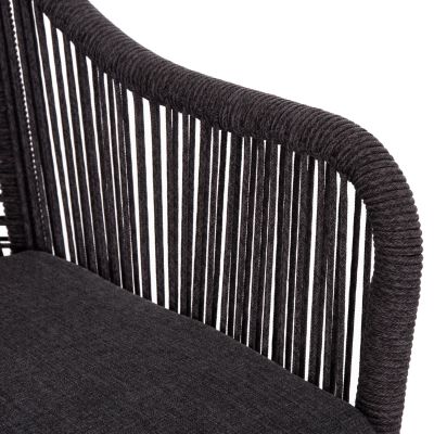OUTDOOR SOFA 2-SEATER MYRTIA HM5550.11 ALUMINUM IN BROWN--P.E. ROPE IN ANTHRACITE 123x61x90Hcm.