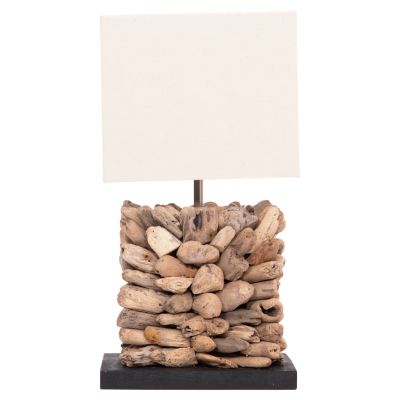 TABLE LAMP CUBE SHAPE TWIGGY HM4425 DRIFTWOOD & WHITE CAP 24x24x46Hcm.