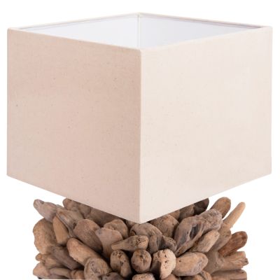 TABLE LAMP CUBE SHAPE TWIGGY HM4425 DRIFTWOOD & WHITE CAP 24x24x46Hcm.