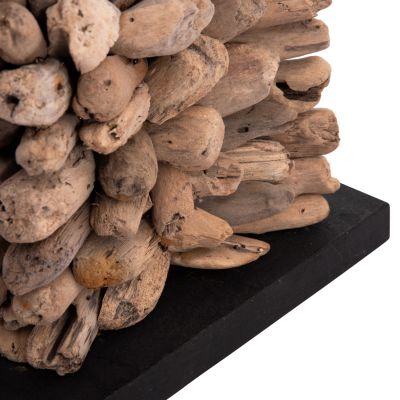 TABLE LAMP CUBE SHAPE TWIGGY HM4425 DRIFTWOOD & WHITE CAP 24x24x46Hcm.