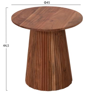 SIDE TABLE ROUND GROOT HM9698 SOLID ACACIA-NATURAL COLOR Φ45x44Hcm.