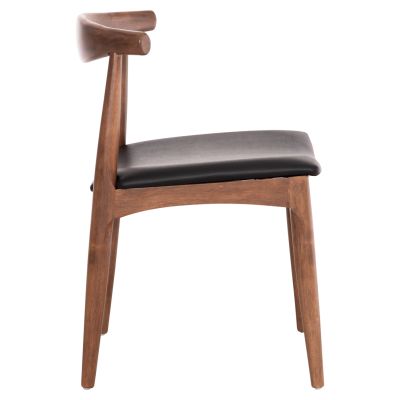 DINING CHAIR ALOR HM9947.03 RUBBERWOOD IN WALNUT COLOR-BLACK PU 55x51x75Hcm.