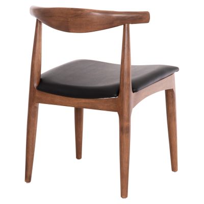 DINING CHAIR ALOR HM9947.03 RUBBERWOOD IN WALNUT COLOR-BLACK PU 55x51x75Hcm.
