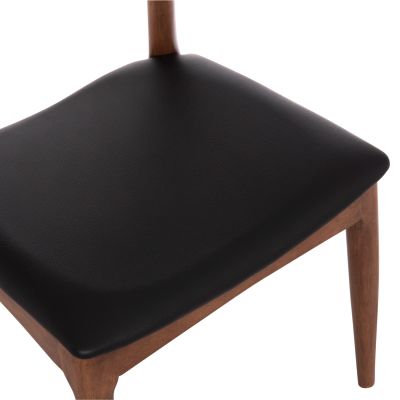 DINING CHAIR ALOR HM9947.03 RUBBERWOOD IN WALNUT COLOR-BLACK PU 55x51x75Hcm.