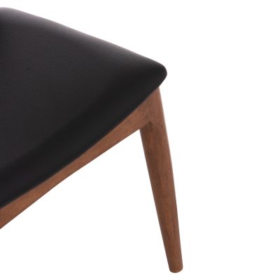 DINING CHAIR ALOR HM9947.03 RUBBERWOOD IN WALNUT COLOR-BLACK PU 55x51x75Hcm.