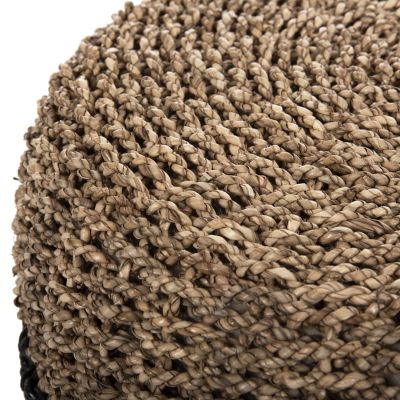 ГРЕДА ЗА ТАБУРЕТКА HM7827 ТИКОВО ДЪРВО И МОРСКА ТРЕВА В НАТУРАЛНО И ЧЕРНО Φ43x45Hcm.