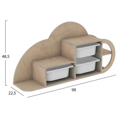 РАФТЕЦ ЗА СТЕНА COBB HM18227.03 БРЕЗА В ЕСТЕСТВЕНО-НЕБЕСНОСИН П.Е. ЧЕКМЕДЖЕТА 98x22,5x48,5Hcm.
