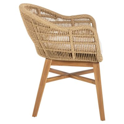 КРЕСЛО LAMORA HM9826 ТИКОВО ДЪРВО-СИНТЕТИЧНО ВЪЖЕ-ВЪЗГЛАВНИЦА 60x61x78Hcm.
