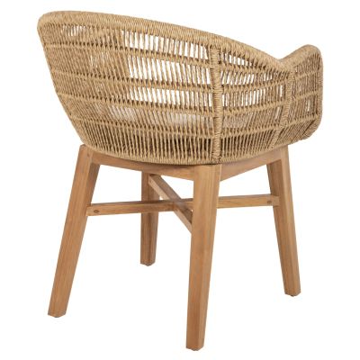 КРЕСЛО LAMORA HM9826 ТИКОВО ДЪРВО-СИНТЕТИЧНО ВЪЖЕ-ВЪЗГЛАВНИЦА 60x61x78Hcm.