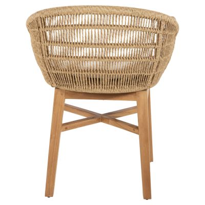 КРЕСЛО LAMORA HM9826 ТИКОВО ДЪРВО-СИНТЕТИЧНО ВЪЖЕ-ВЪЗГЛАВНИЦА 60x61x78Hcm.
