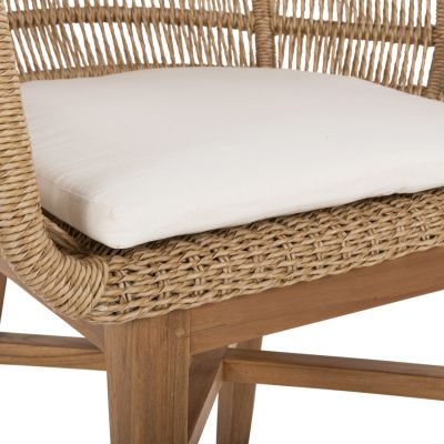 КРЕСЛО LAMORA HM9826 ТИКОВО ДЪРВО-СИНТЕТИЧНО ВЪЖЕ-ВЪЗГЛАВНИЦА 60x61x78Hcm.