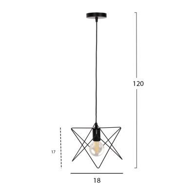 ПАНЕЛЕН ЛАМПА HM4075 ЧЕРЕН МЕТАЛЕН ЦАП 18x17x120Hcm.